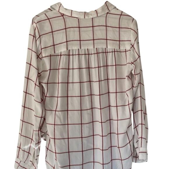 LOFT Lightweight Pink, White Check Button Down Collared High Low Shirt, M - Picture 3 of 14